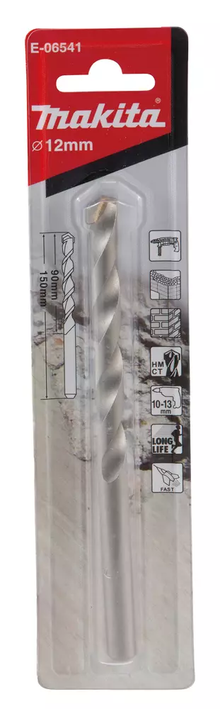 Broca T.C.T con inserci&oacute;n recta 12 x 150 mm MAKITA E-06541