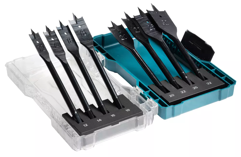 Estuche de brocas de pala para madera 12-14-16-18-20-22-25-32 mm 8pcs MAKITA E-08698