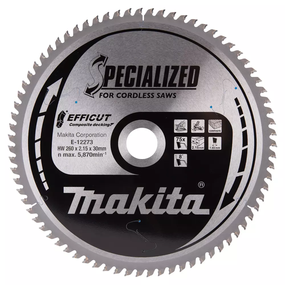 Disco sierra circular , Efficut T.C.T, 260 x 30 mm, 75 D MAKITA E-12273