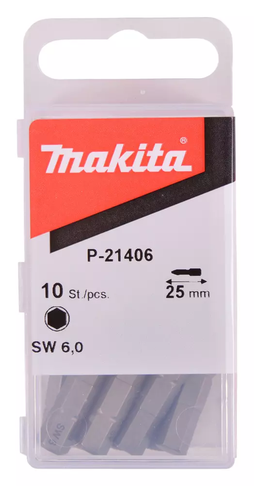 Punta, Hex 6,0, 25 mm, 10 pcs MAKITA P-21406