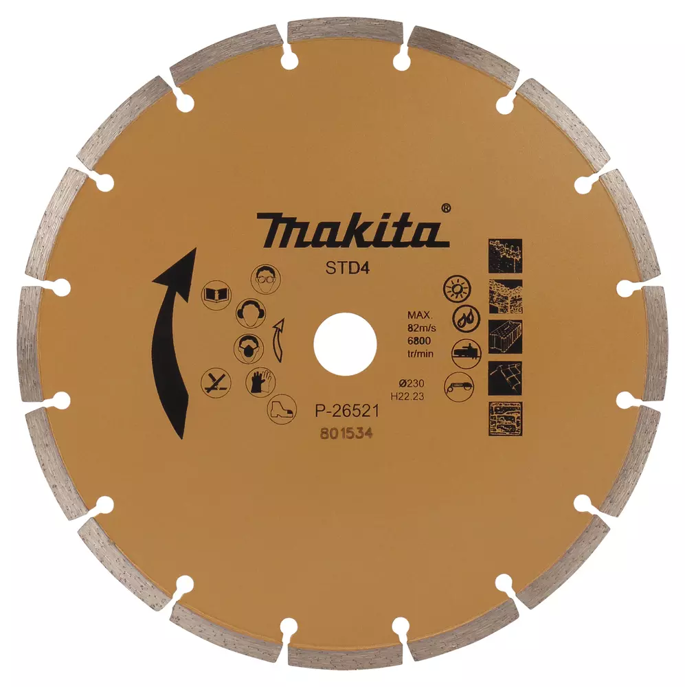 Hoja de diamante SB4 para el corte de &aacute;ridos y el rectificado de paredes MAKITA P-26521