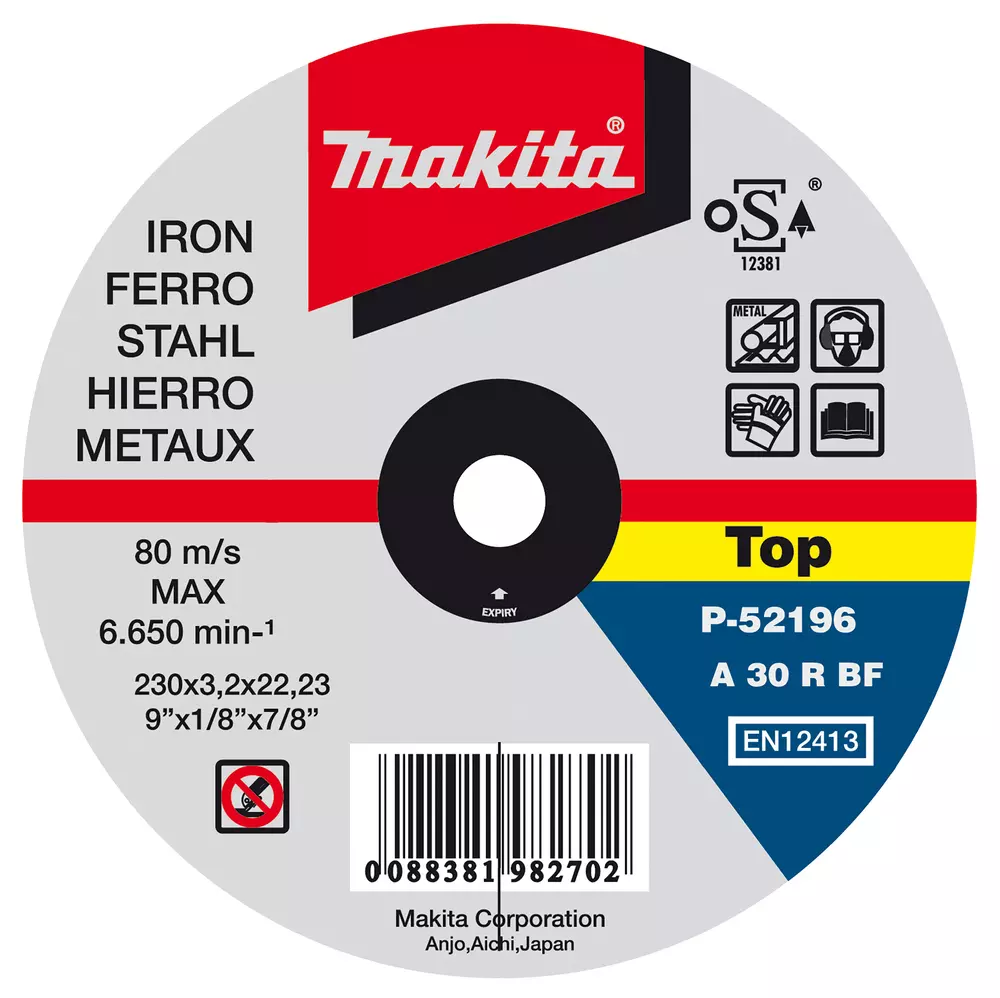 Disco de corte 230 x 22 x 3,2 mm MAKITA P-52196
