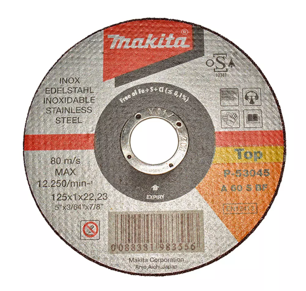 Disco de corte 125 x 1,0 x 22,23 mm, INOX, A60S, 10 pcs MAKITA P-53045