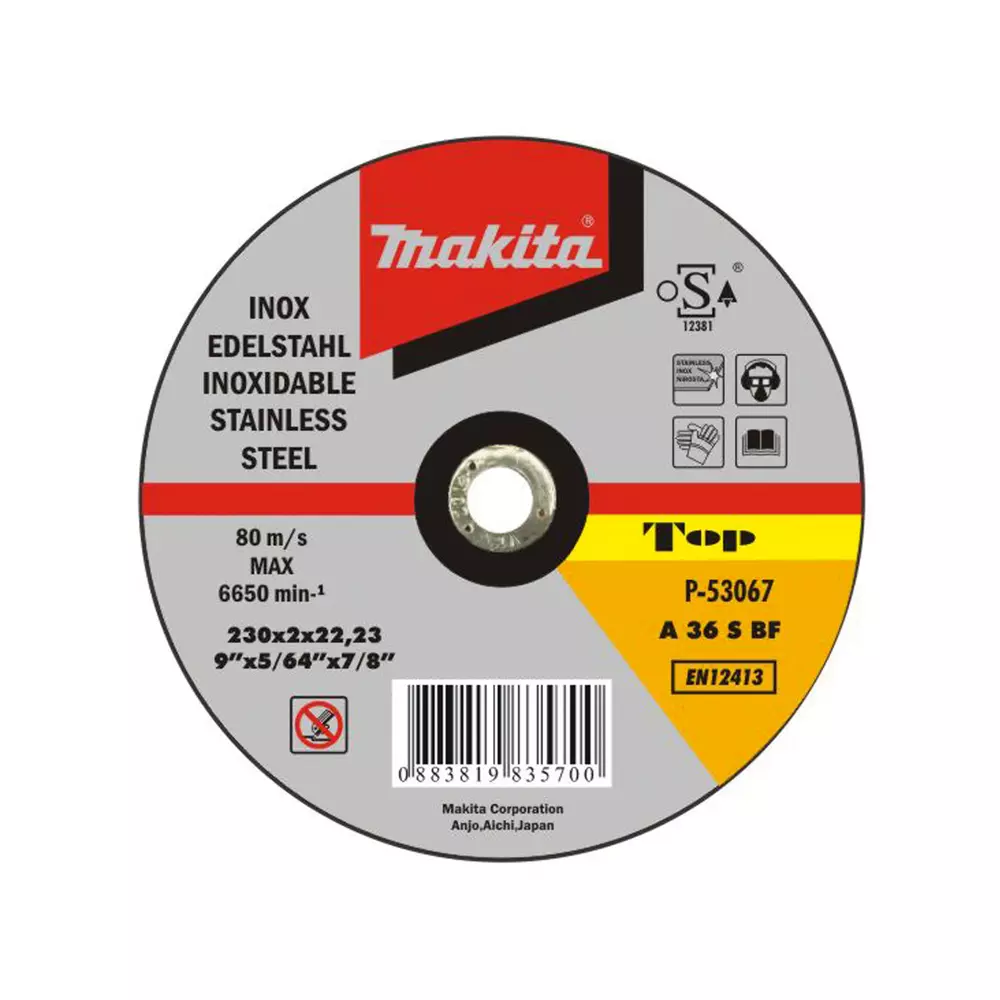 Disco de corte 230 x 2,0 x 22,23 mm, INOX, A36S, 10 pcs MAKITA P-53067